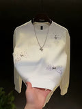 Rhinestone-embroidered Long-sleeve Sweatshirt
