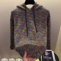Multicolor flecked knit hoodie
