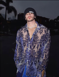 Blue Baroque-style Mesh Shirt