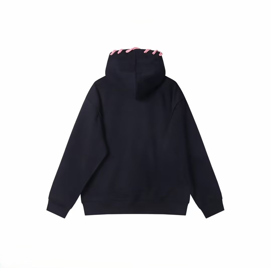 Pink Drawstring Hip-Hop Hoodie