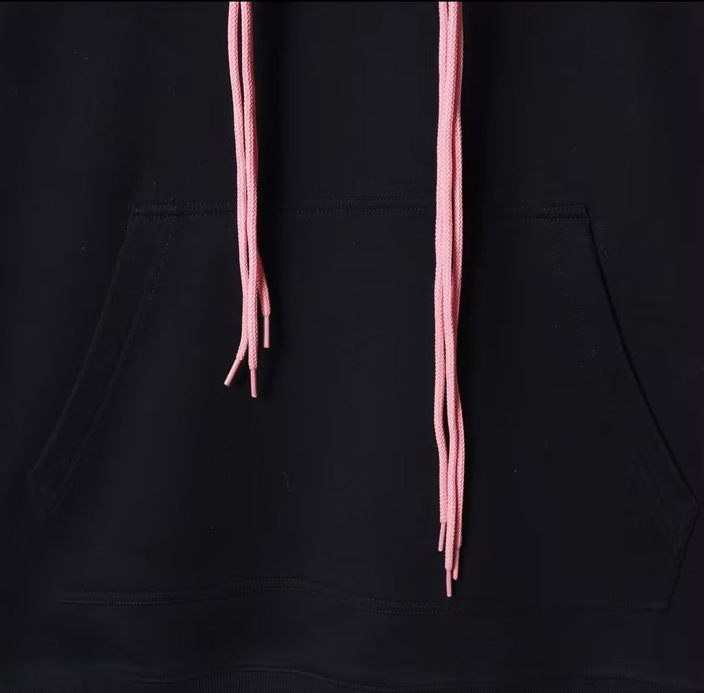 Pink Drawstring Hip-Hop Hoodie