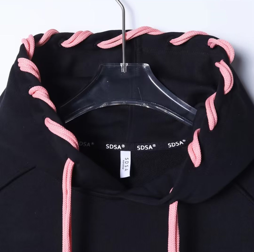 Pink Drawstring Hip-Hop Hoodie