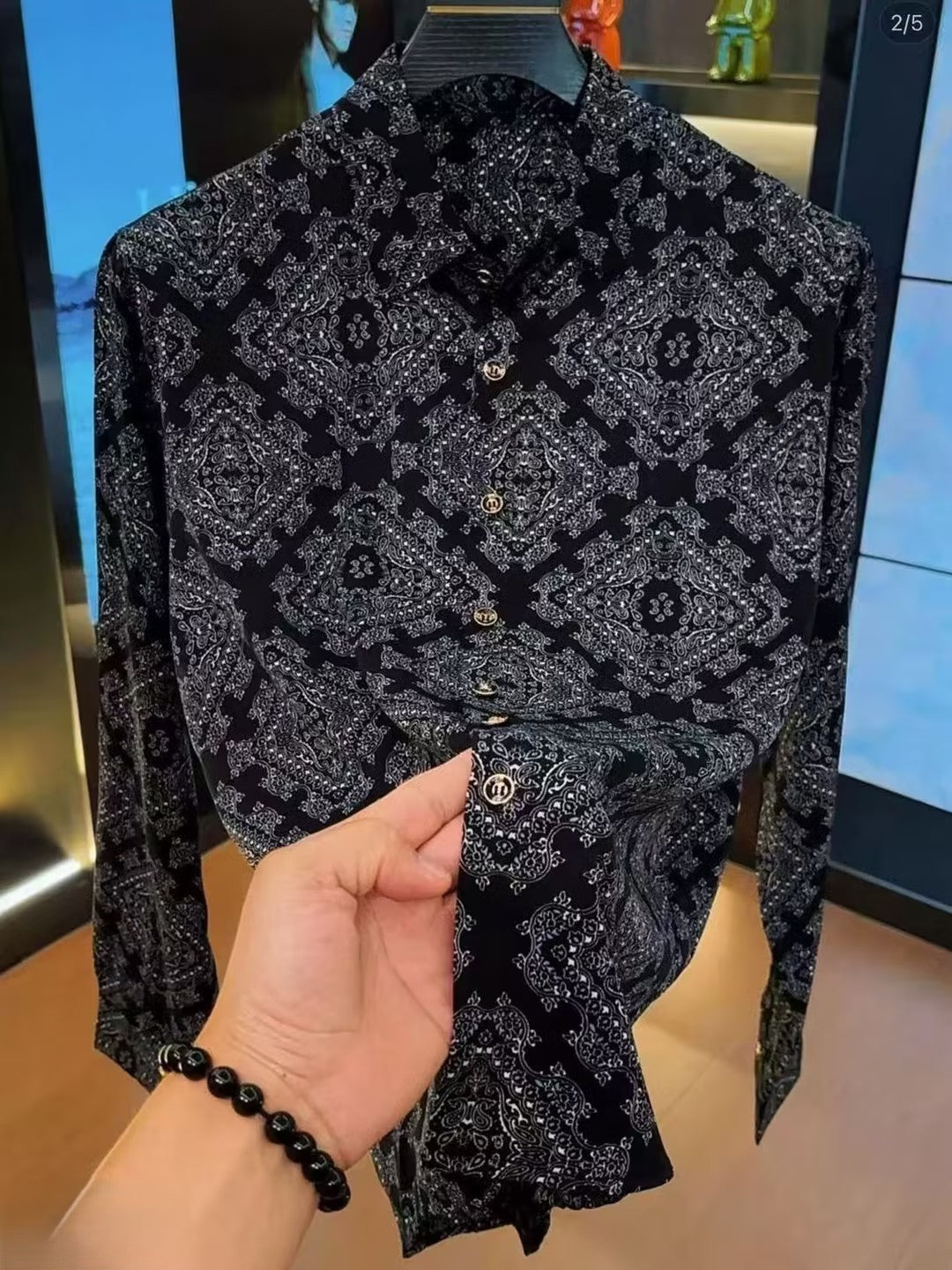 Vintage Paisley Satin Floral Shirt