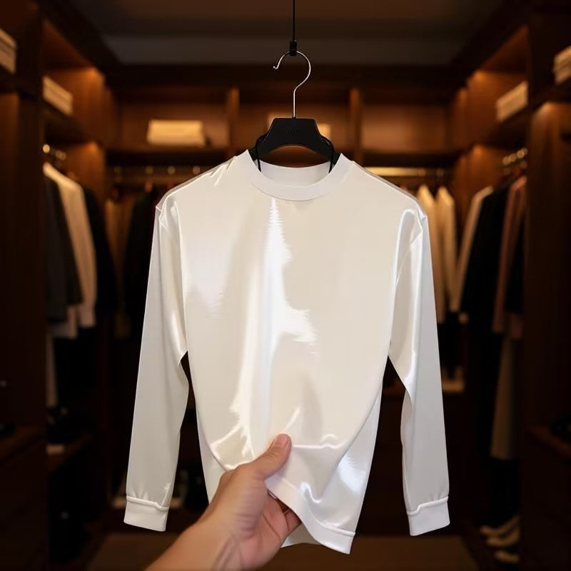 Minimalist Solid-Color Silky T-Shirt