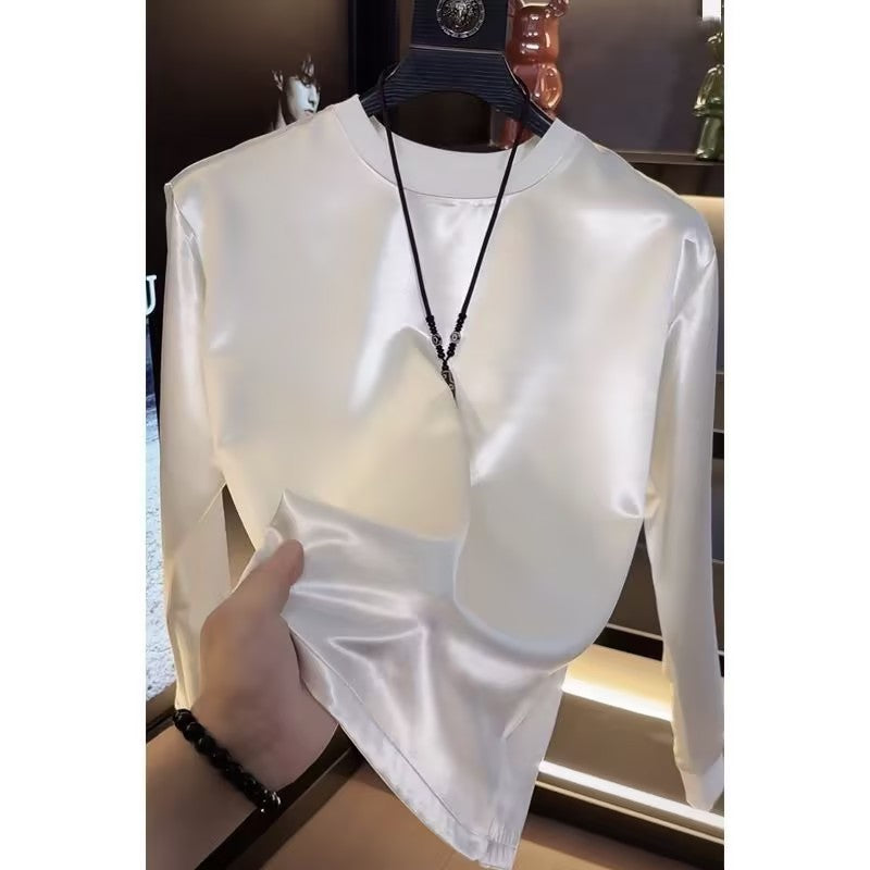 Minimalist Solid-Color Silky T-Shirt