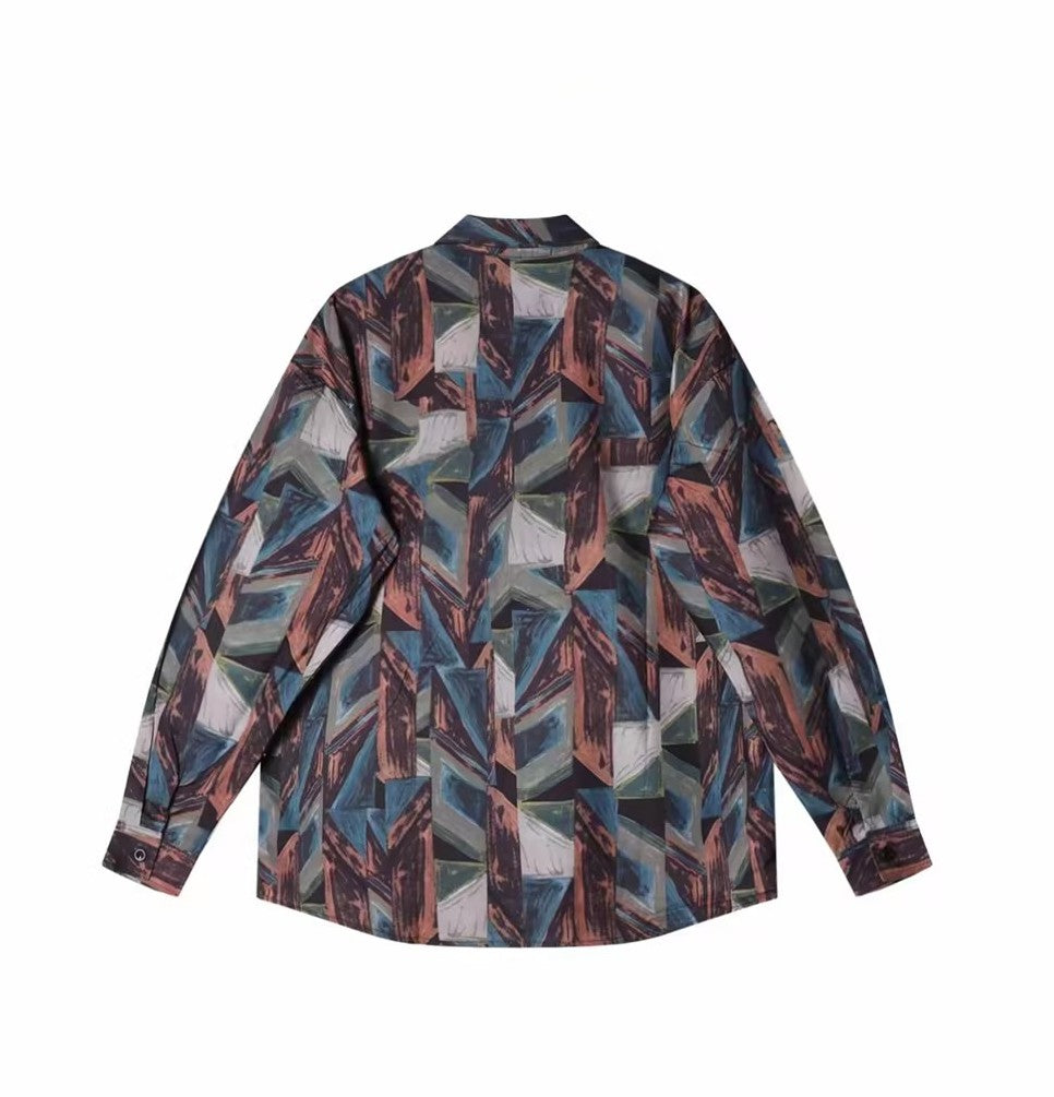 Retro Geometric Color-Block Shirt
