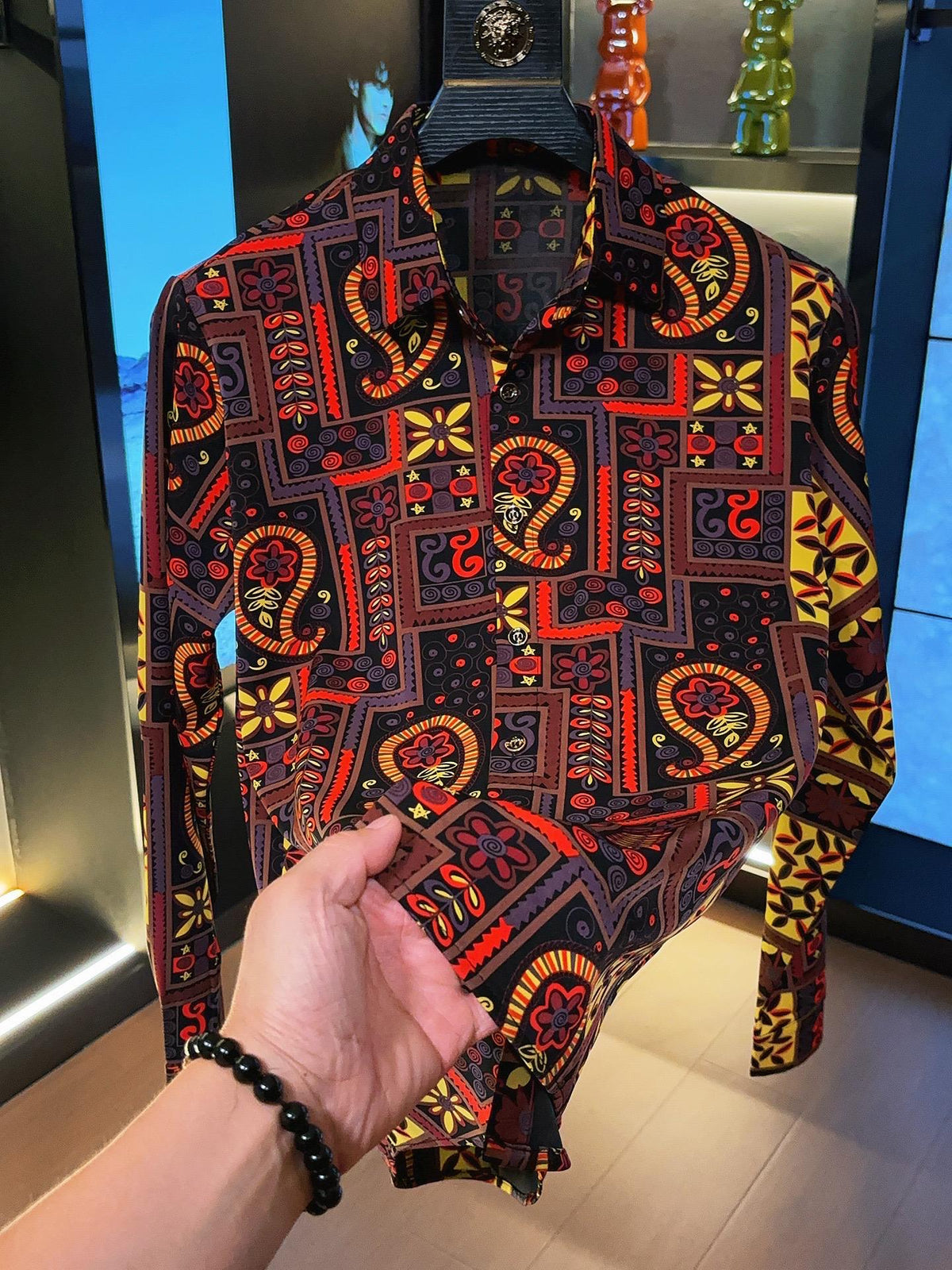 Red Vintage Casual Floral Shirt