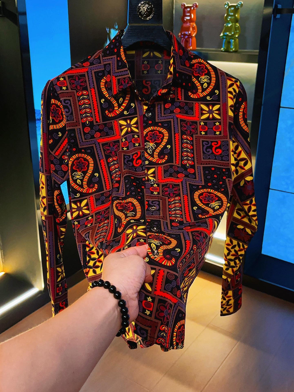 Red Vintage Casual Floral Shirt