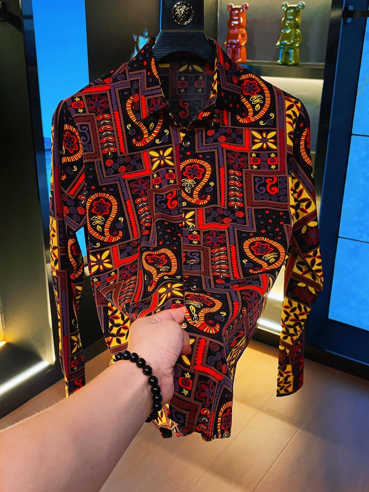 Red Vintage Casual Floral Shirt