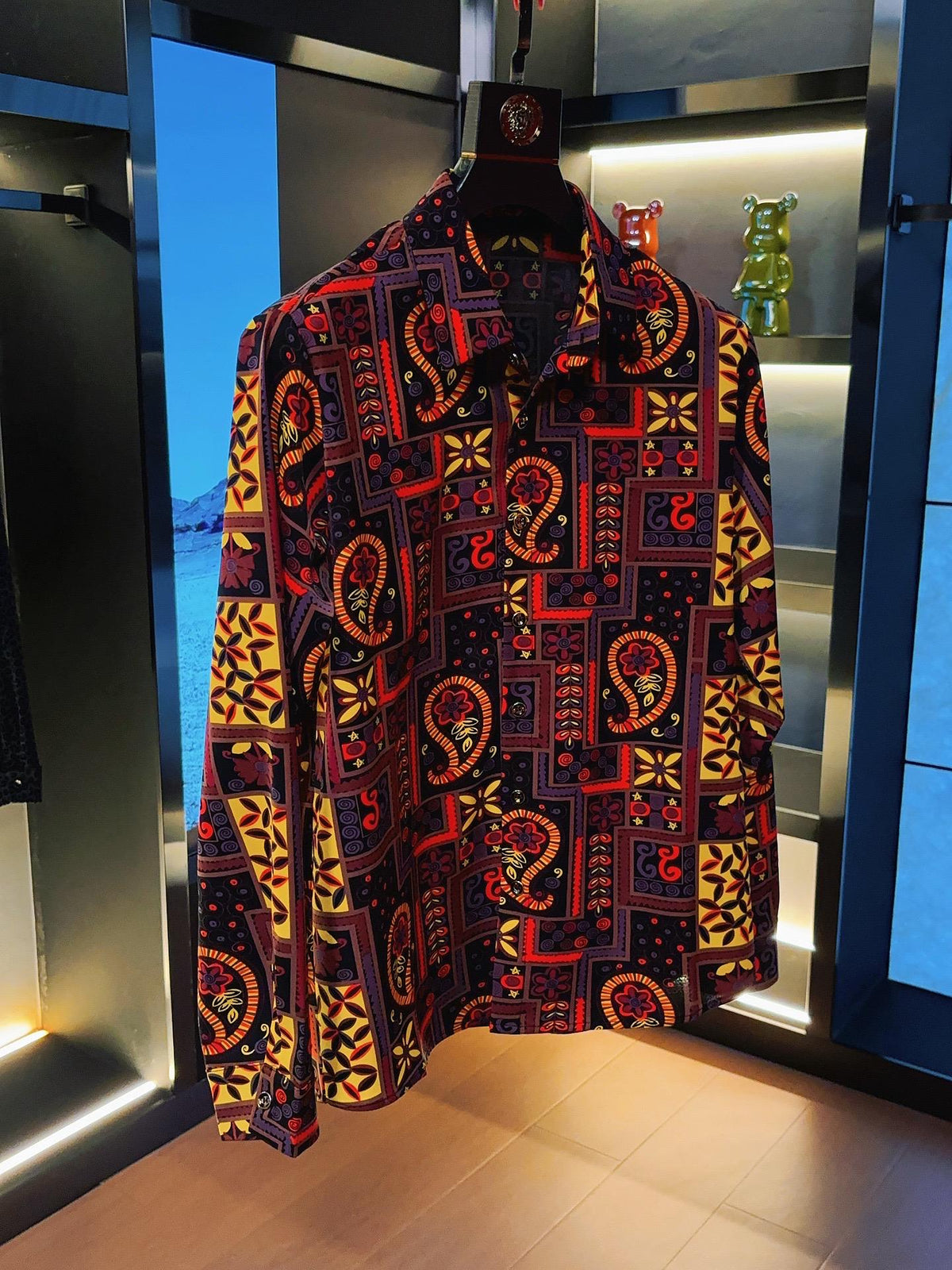 Red Vintage Casual Floral Shirt