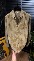 Khaki Brown Floral Pattern Long Sleeve Shirt
