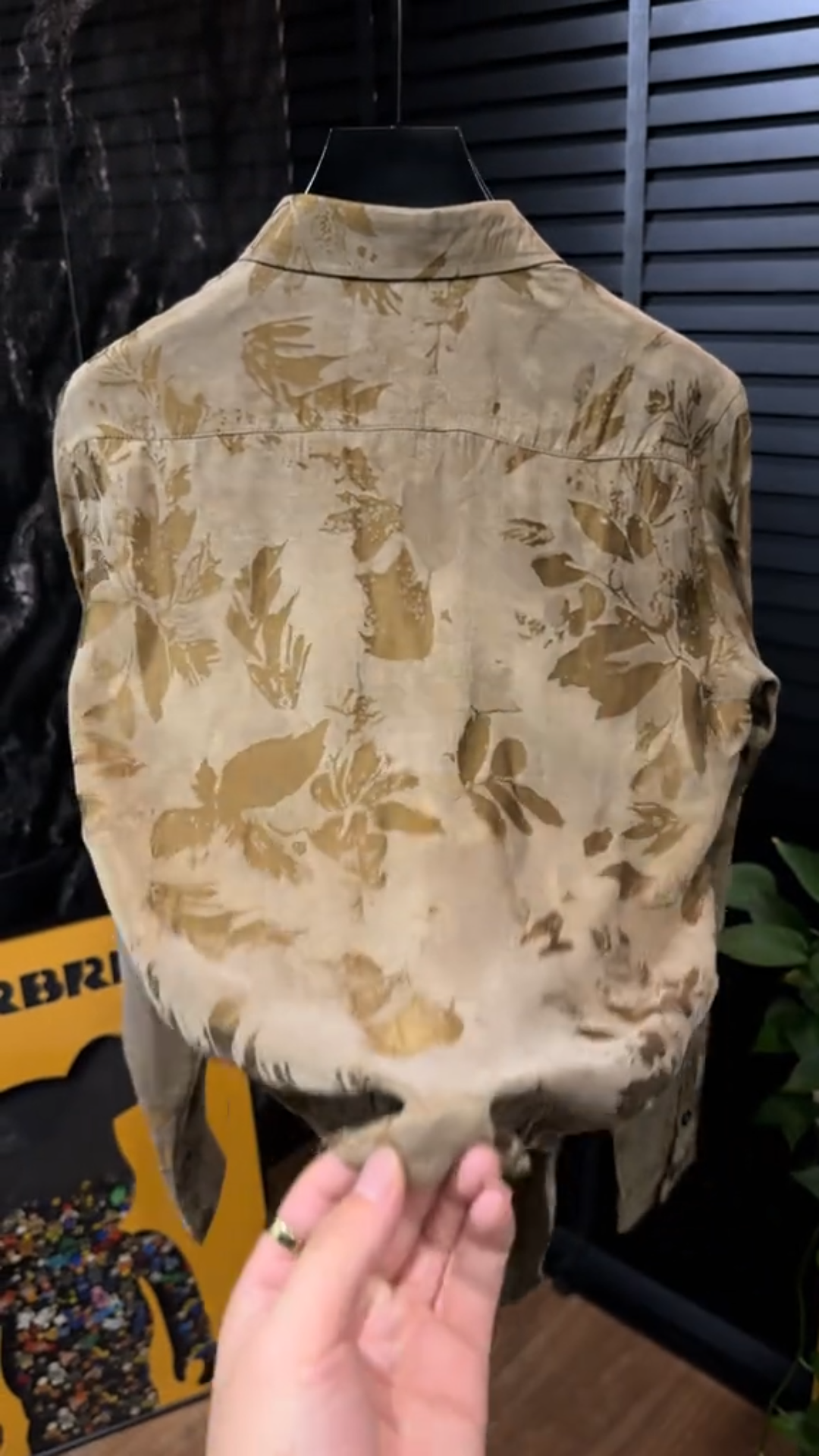 Khaki Brown Floral Pattern Long Sleeve Shirt
