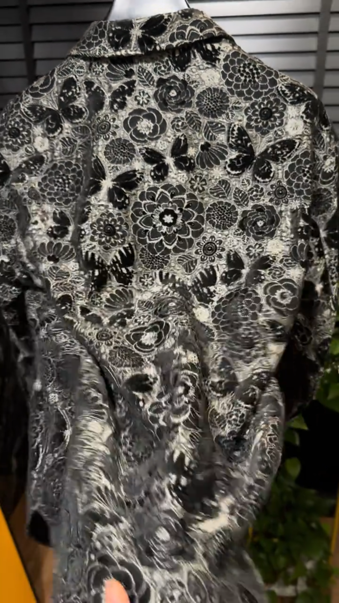 Black White Butterfly Floral Long Sleeve Shirt