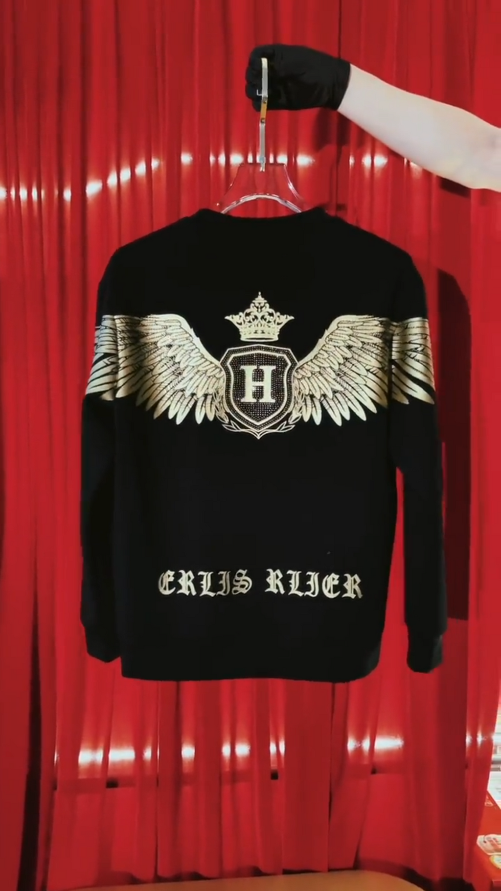 Black Crown Eagle Wing Graphic Sweatshirt