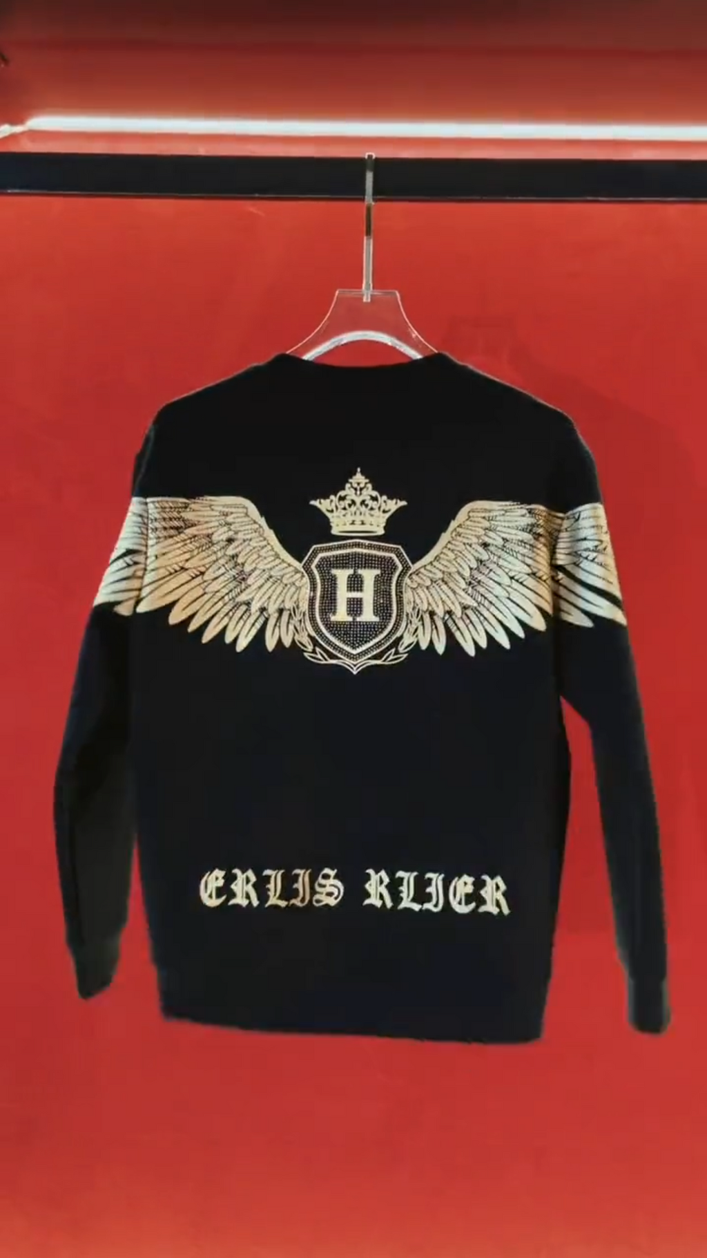 Black Crown Eagle Wing Graphic Sweatshirt