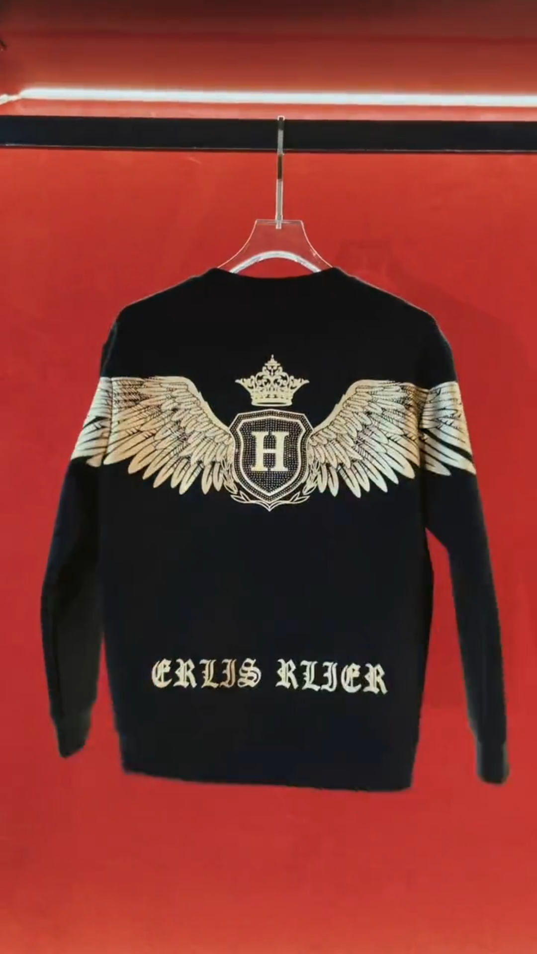 Black Crown Eagle Wing Graphic Sweatshirt