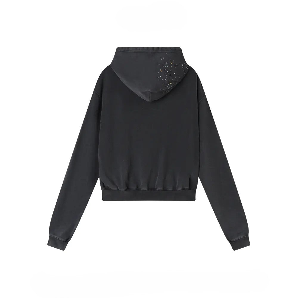 Affordable Luxury Rhinestone-Embellished Zip-Up Sweatshirt