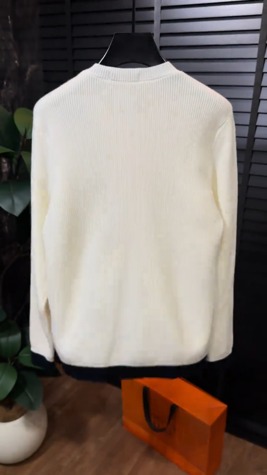 White Black Trim Knit Cardigan