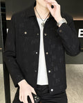 Letter-Jacquard Collared Jacket