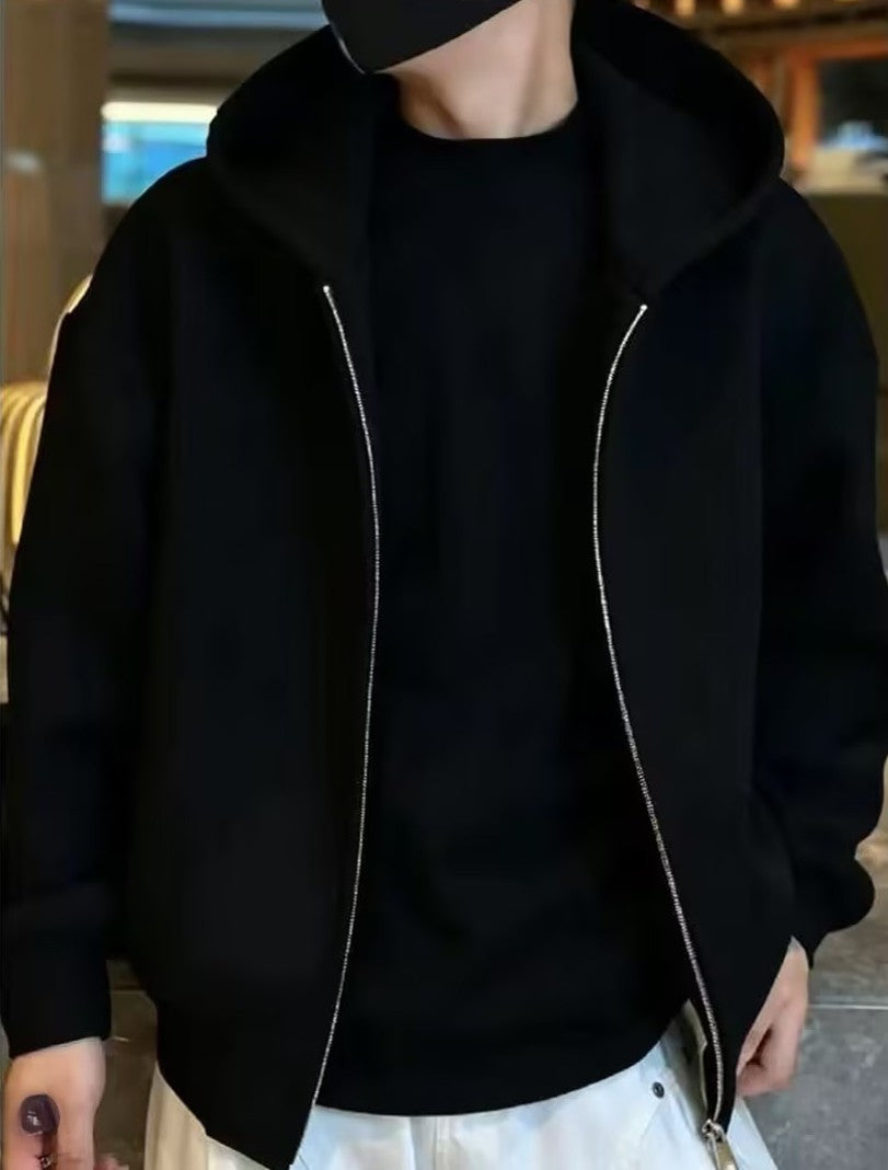 Trendy Rhinestone-Embellished Zip-Up Hoodie
