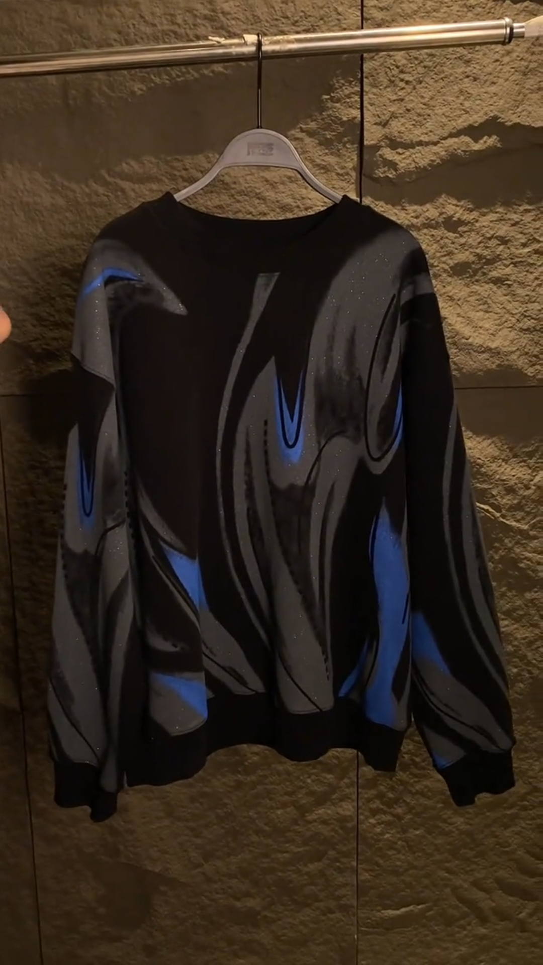 Black Blue Gray Watercolor Print Sweatshirt