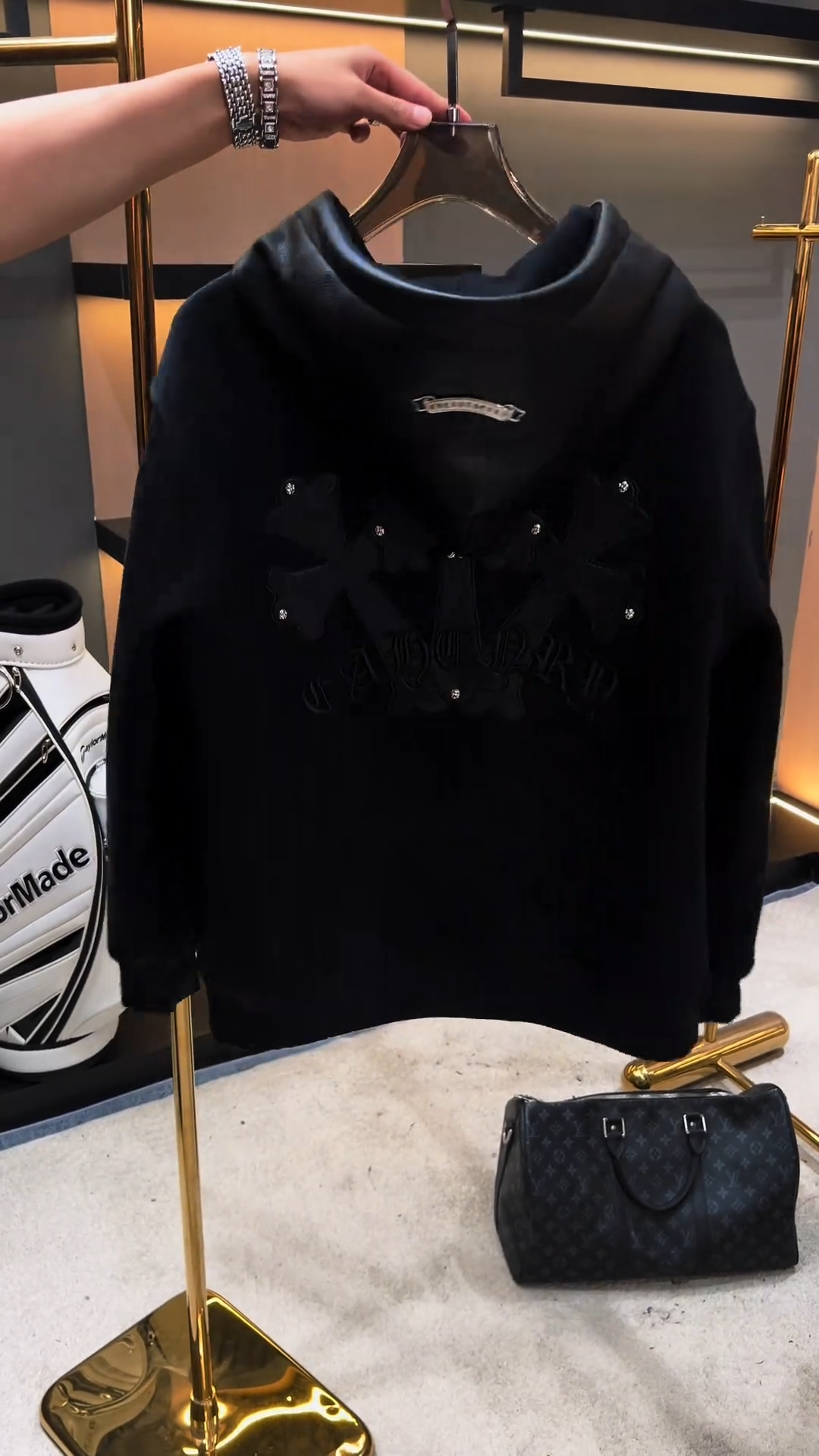 Black Cross Graphic Zip-Up Hoodie