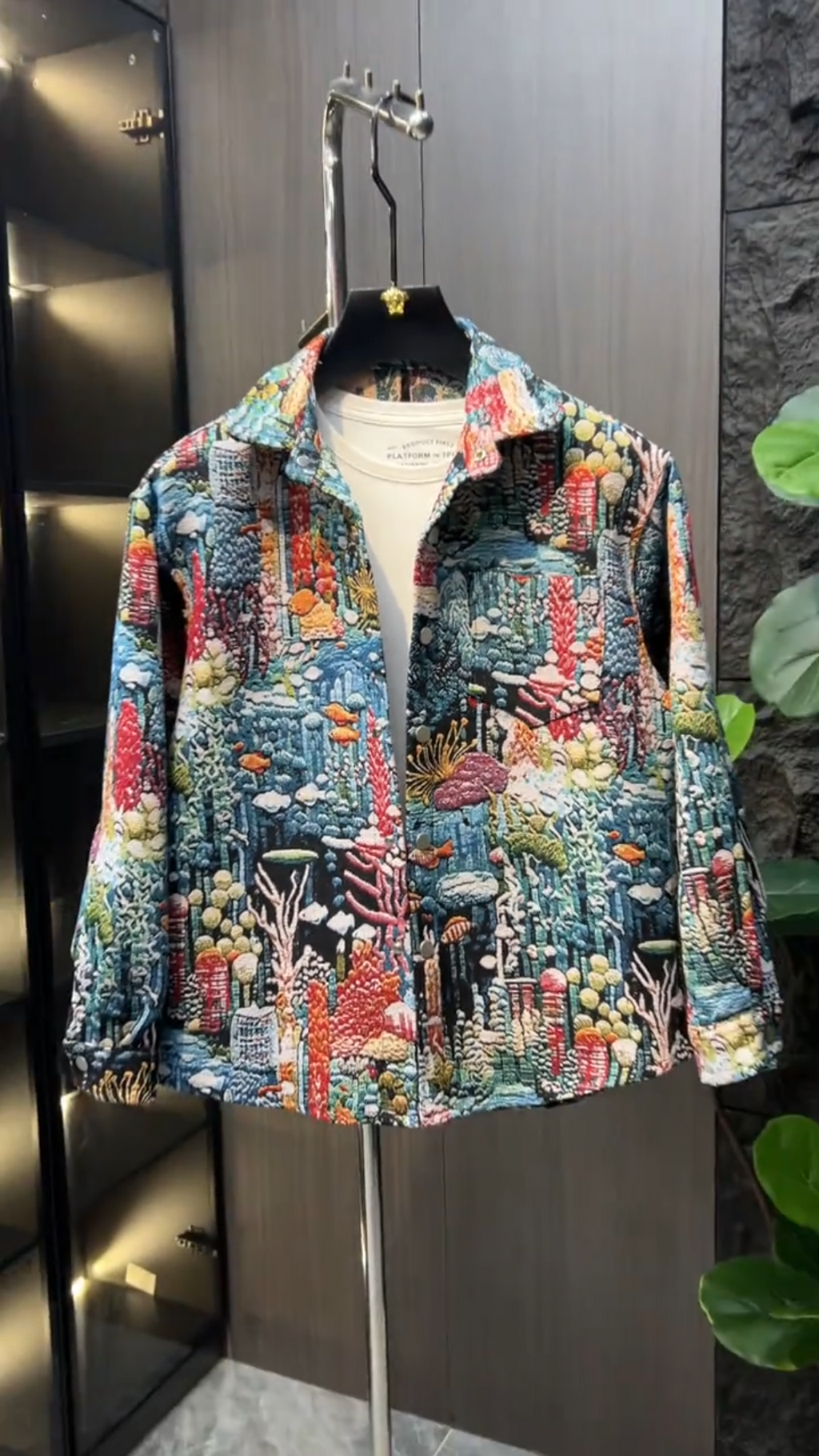 Underwater Coral Jacquard Shirt Jacket