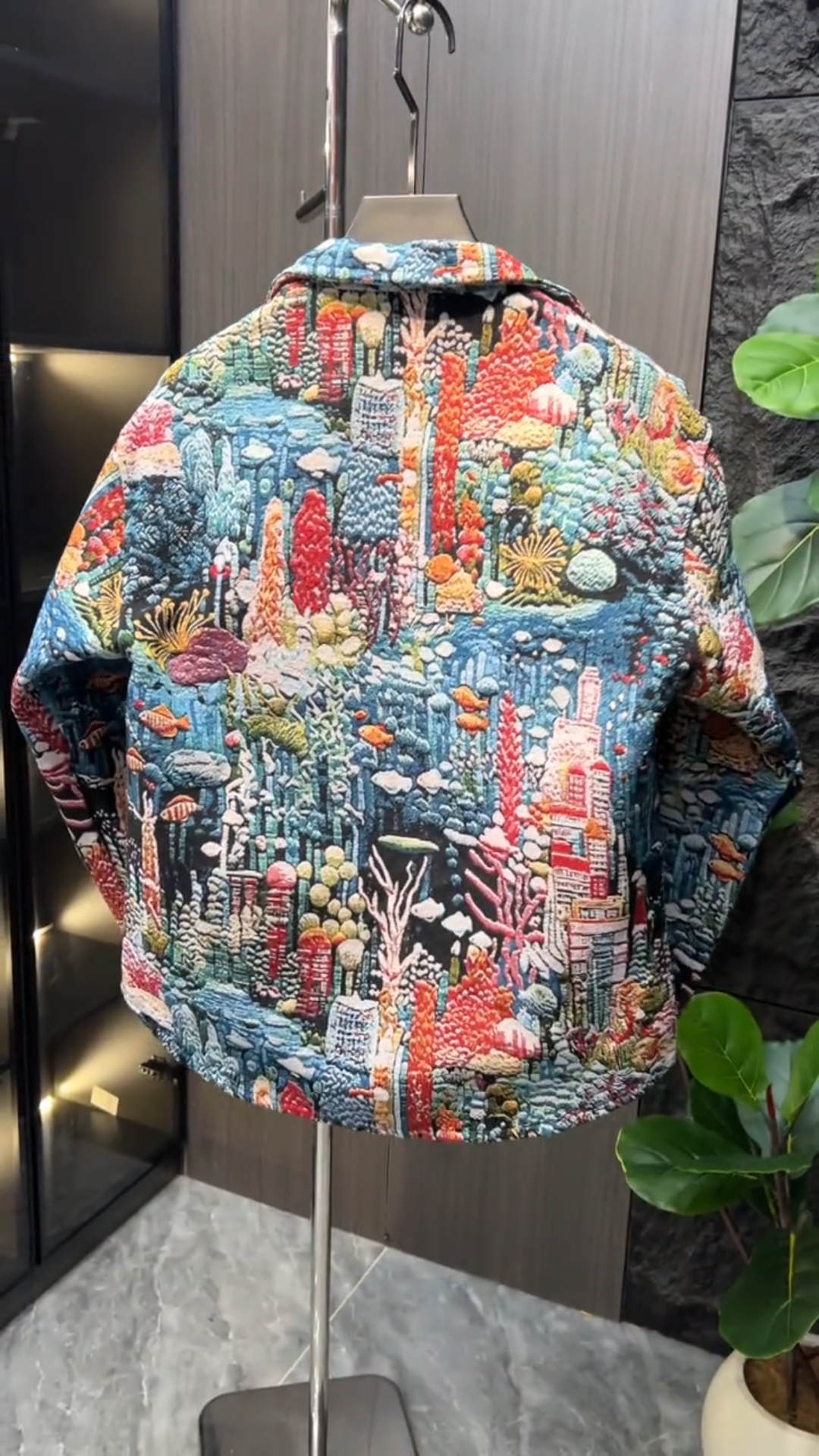 Underwater Coral Jacquard Shirt Jacket