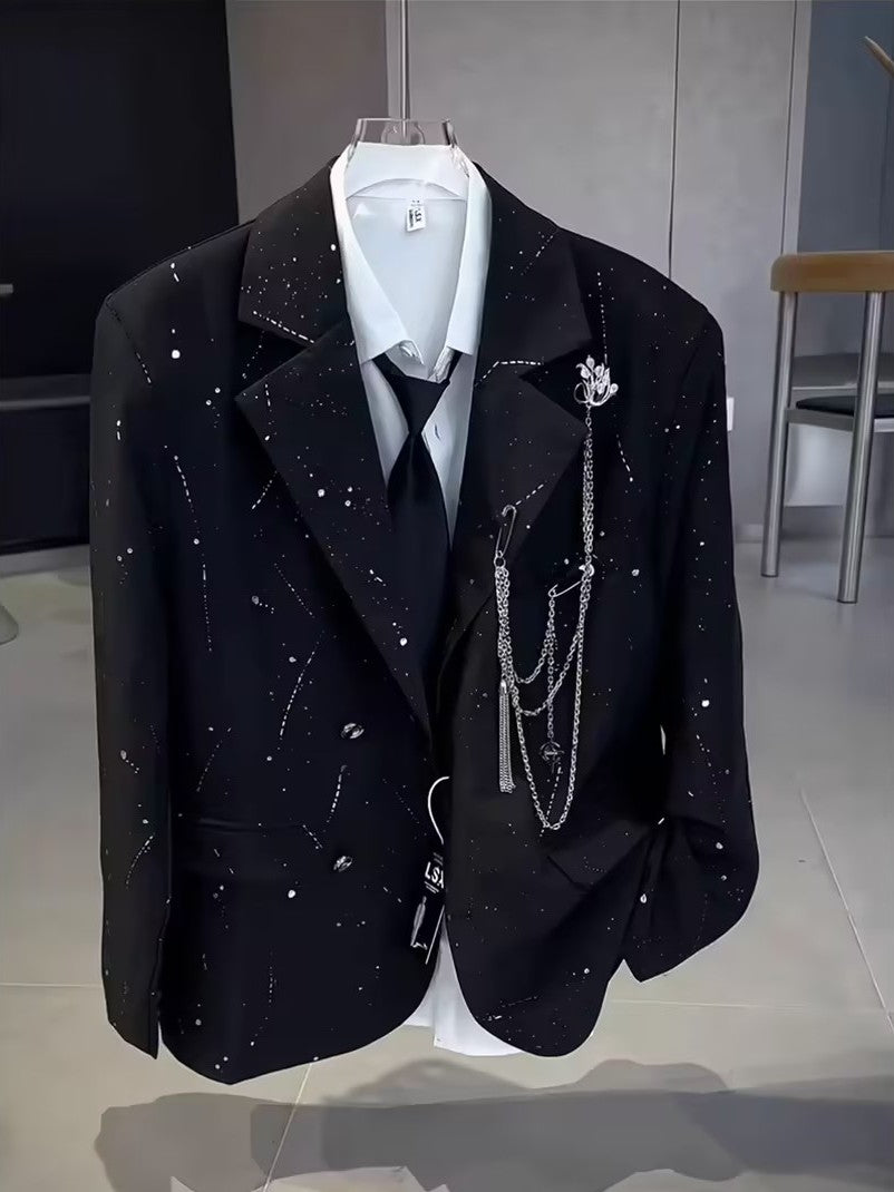Stylish Rhinestone-Embellished Blazer