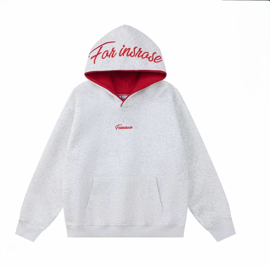 Minimalist Loose-Fit Letter-Embroidered Hoodie