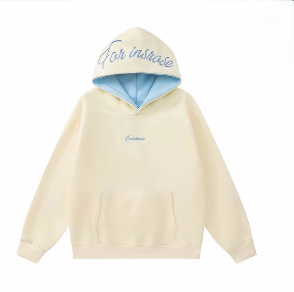 Minimalist Loose-Fit Letter-Embroidered Hoodie