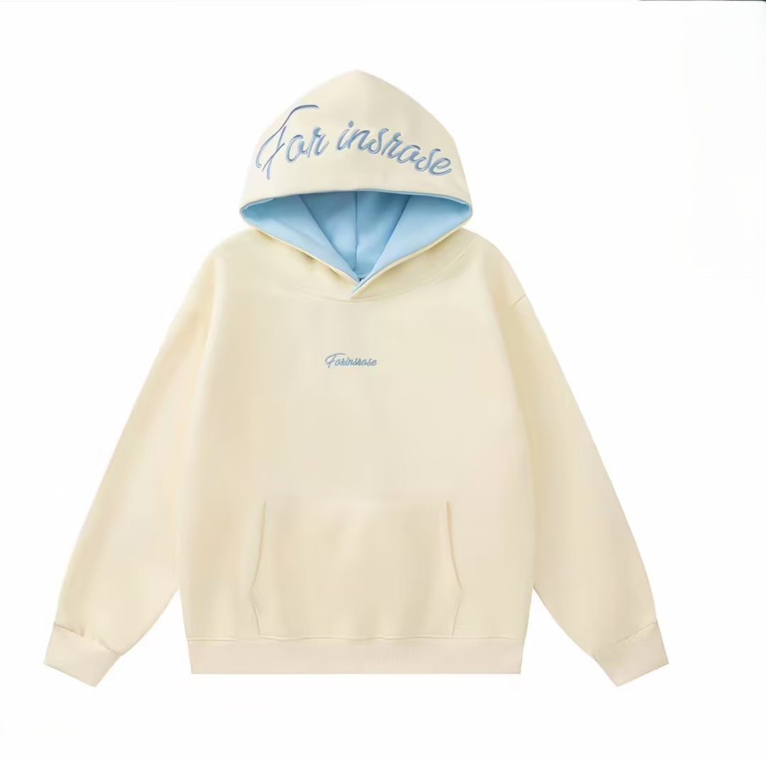 Minimalist Loose-Fit Letter-Embroidered Hoodie