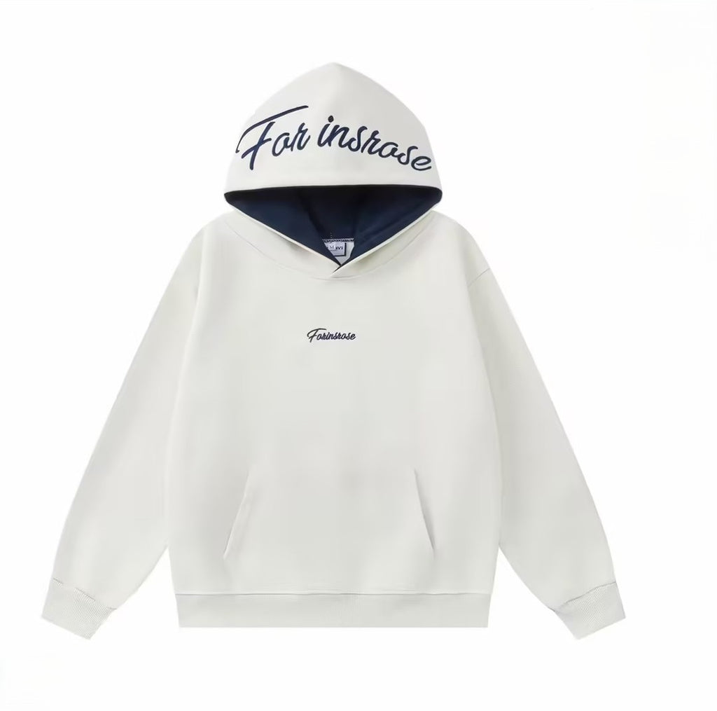 Minimalist Loose-Fit Letter-Embroidered Hoodie