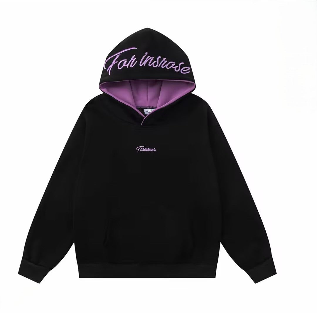 Minimalist Loose-Fit Letter-Embroidered Hoodie