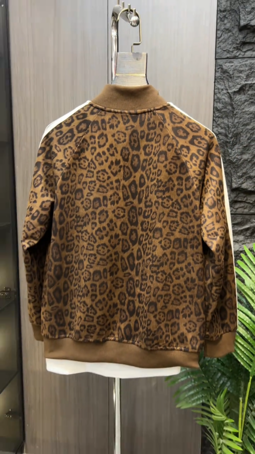 Brown Leopard Faux Fur Track Jacket