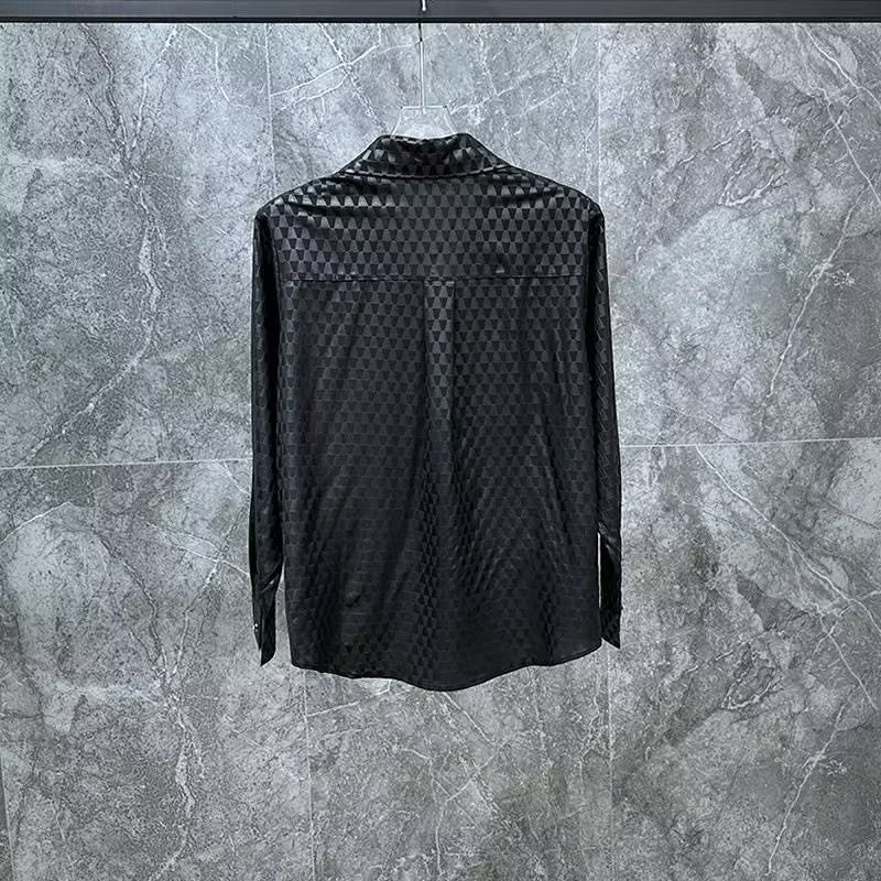 Textured Dark-Style Diamond-Pattern Shirt