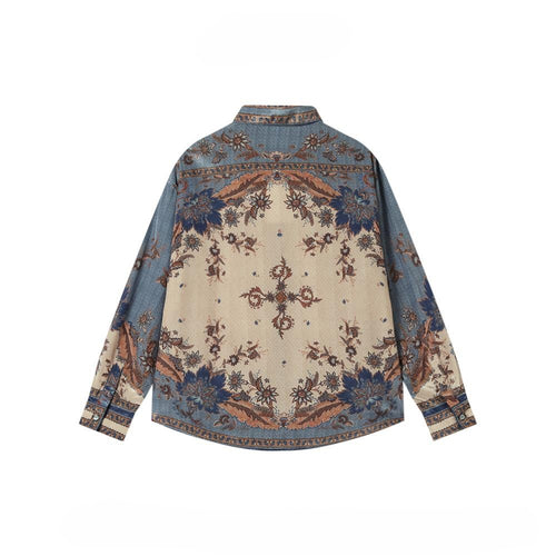 Affordable Luxury Vintage Floral Color-Block Shirt