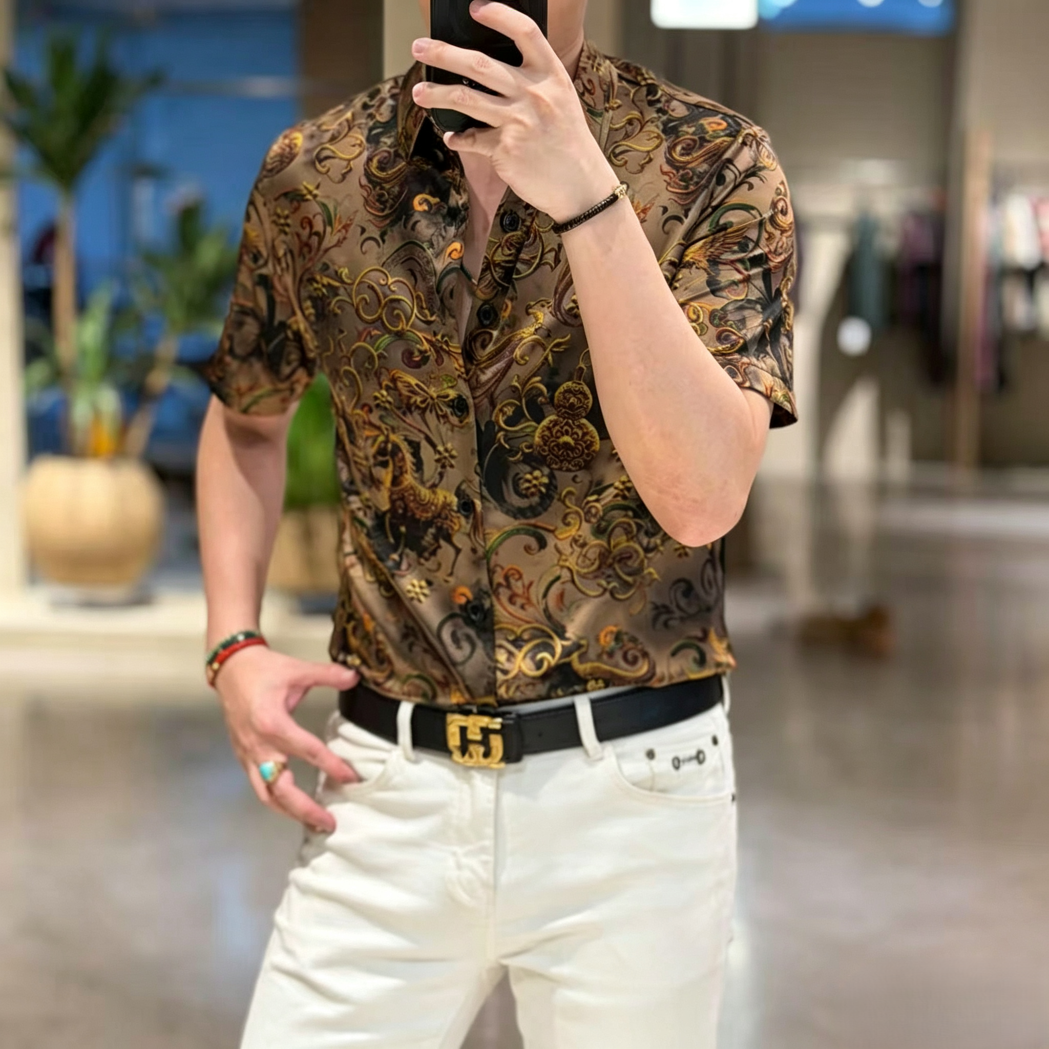 Men's Satin Printed Shirt