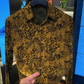 Black Gold Leopard Print Long Sleeve Shirt