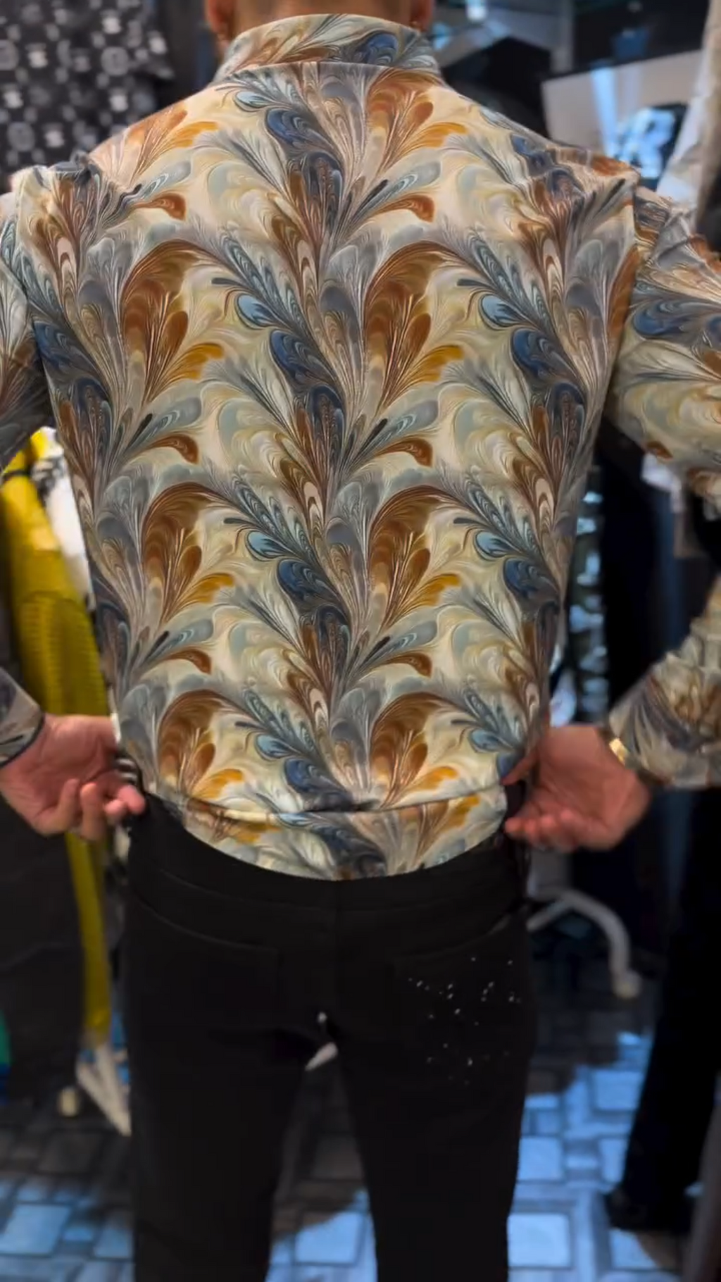 Men's Luxury Feather Rhinestone Shirt