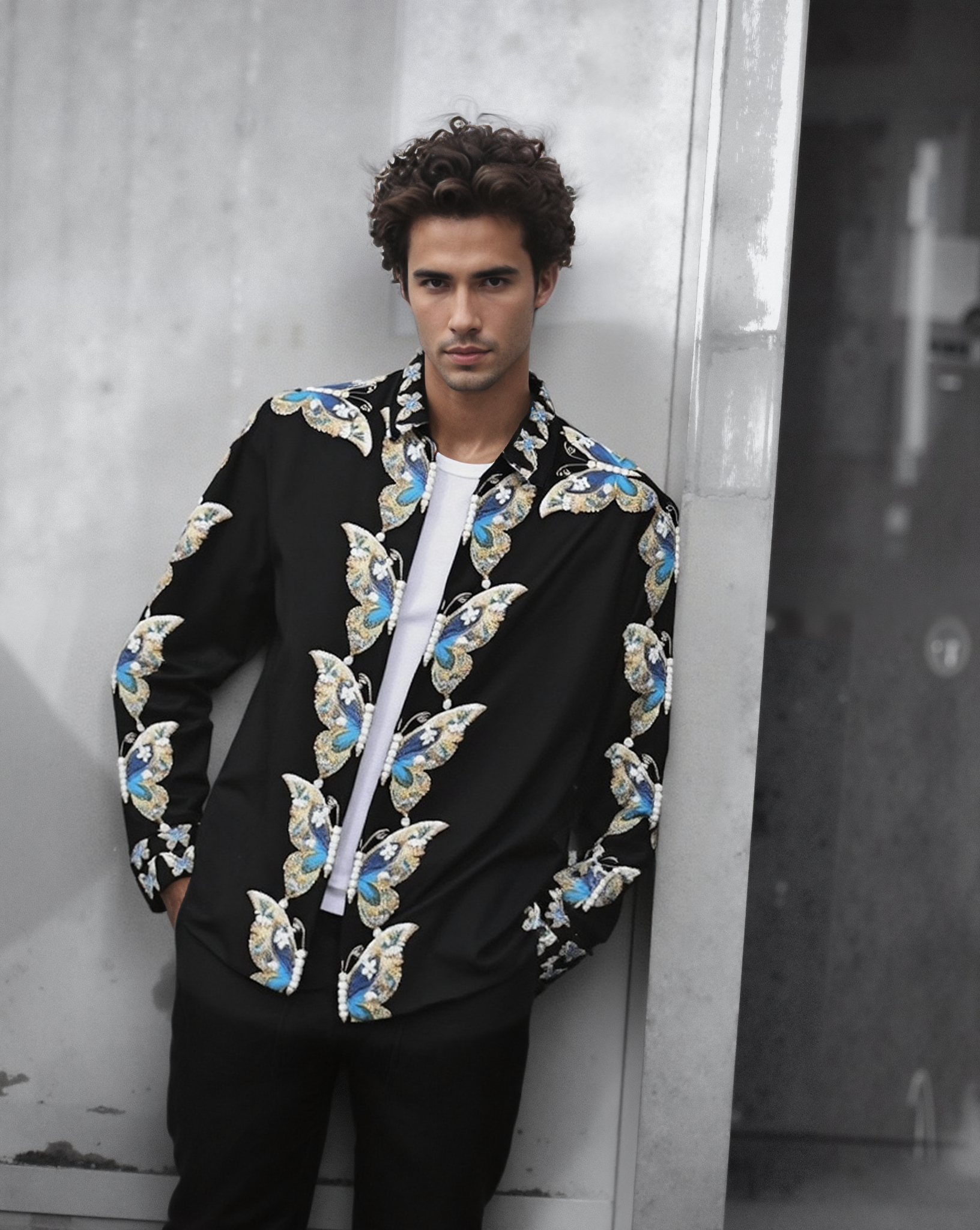 Light Luxury Blue Butterfly Shirt