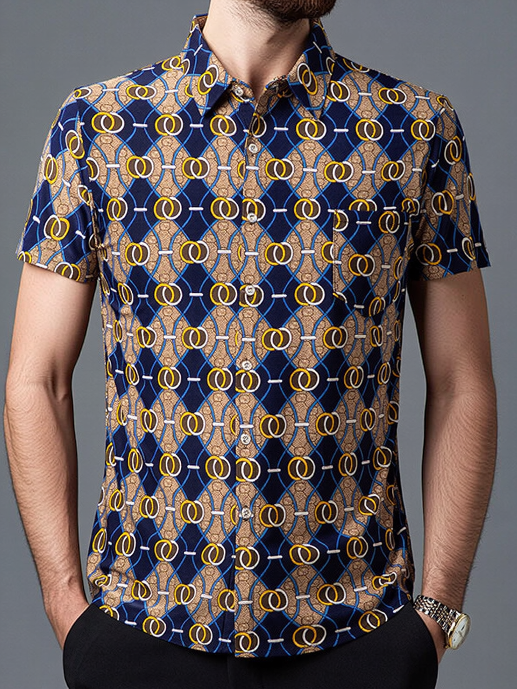 Men's Silk Printed Shirt