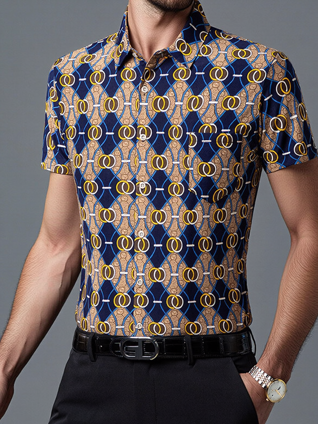 Men's Silk Printed Shirt