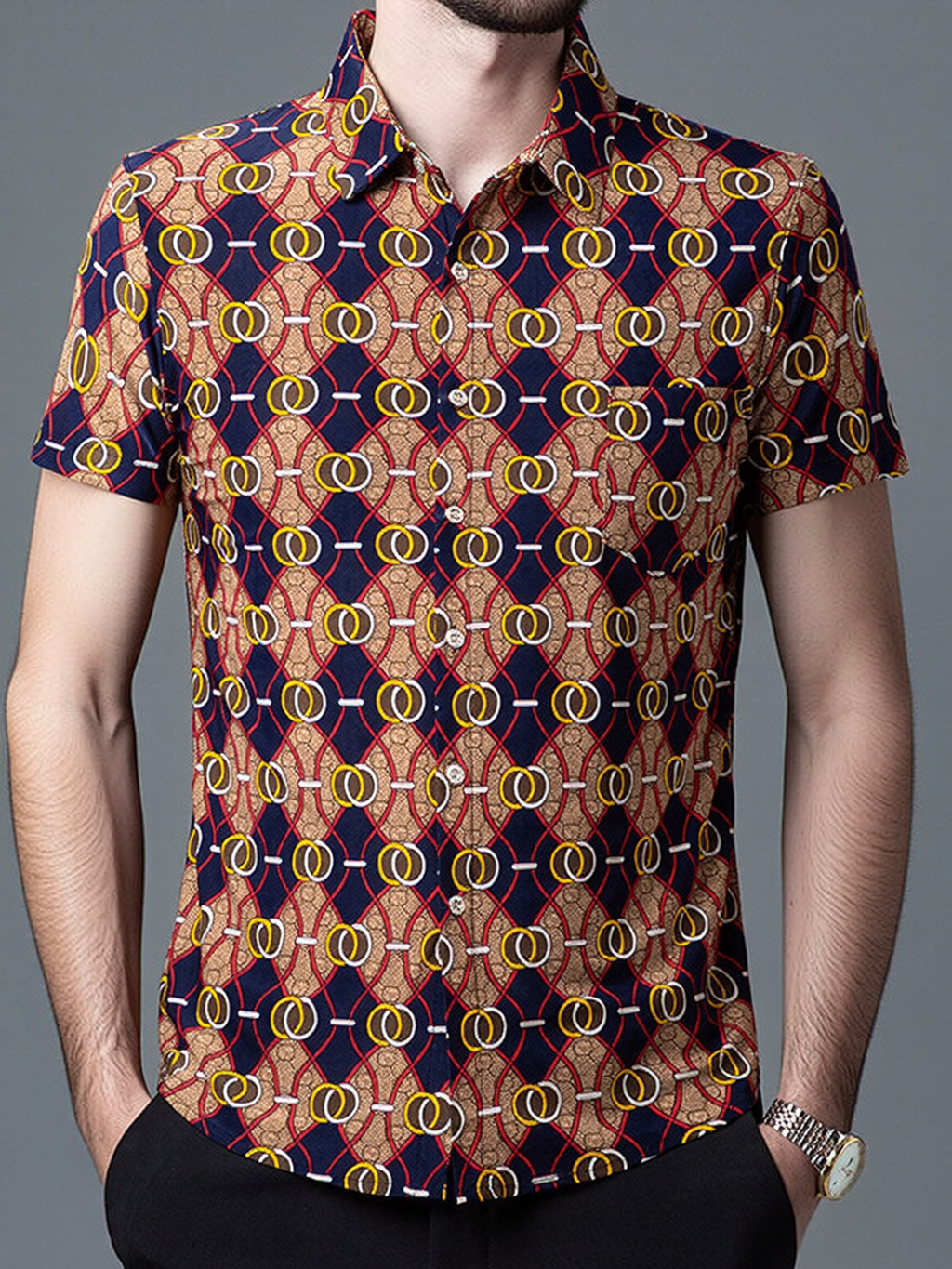 Men's Silk Printed Shirt