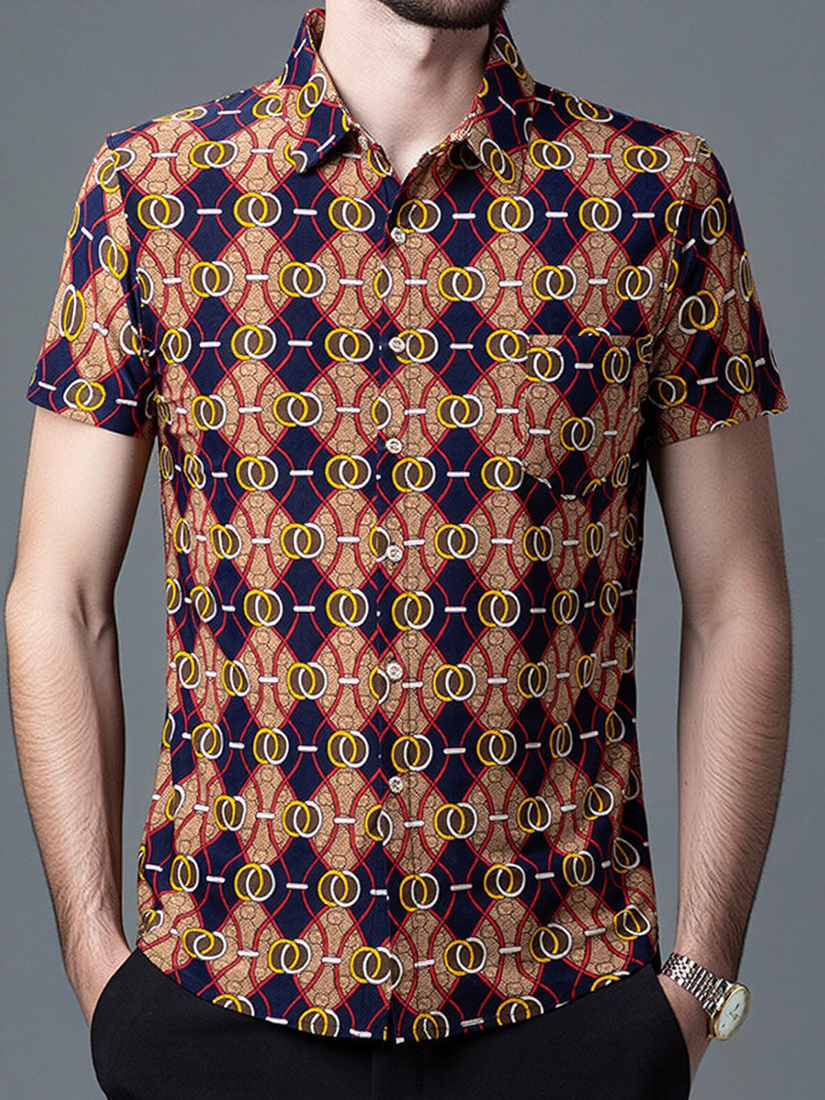 Men's Silk Printed Shirt