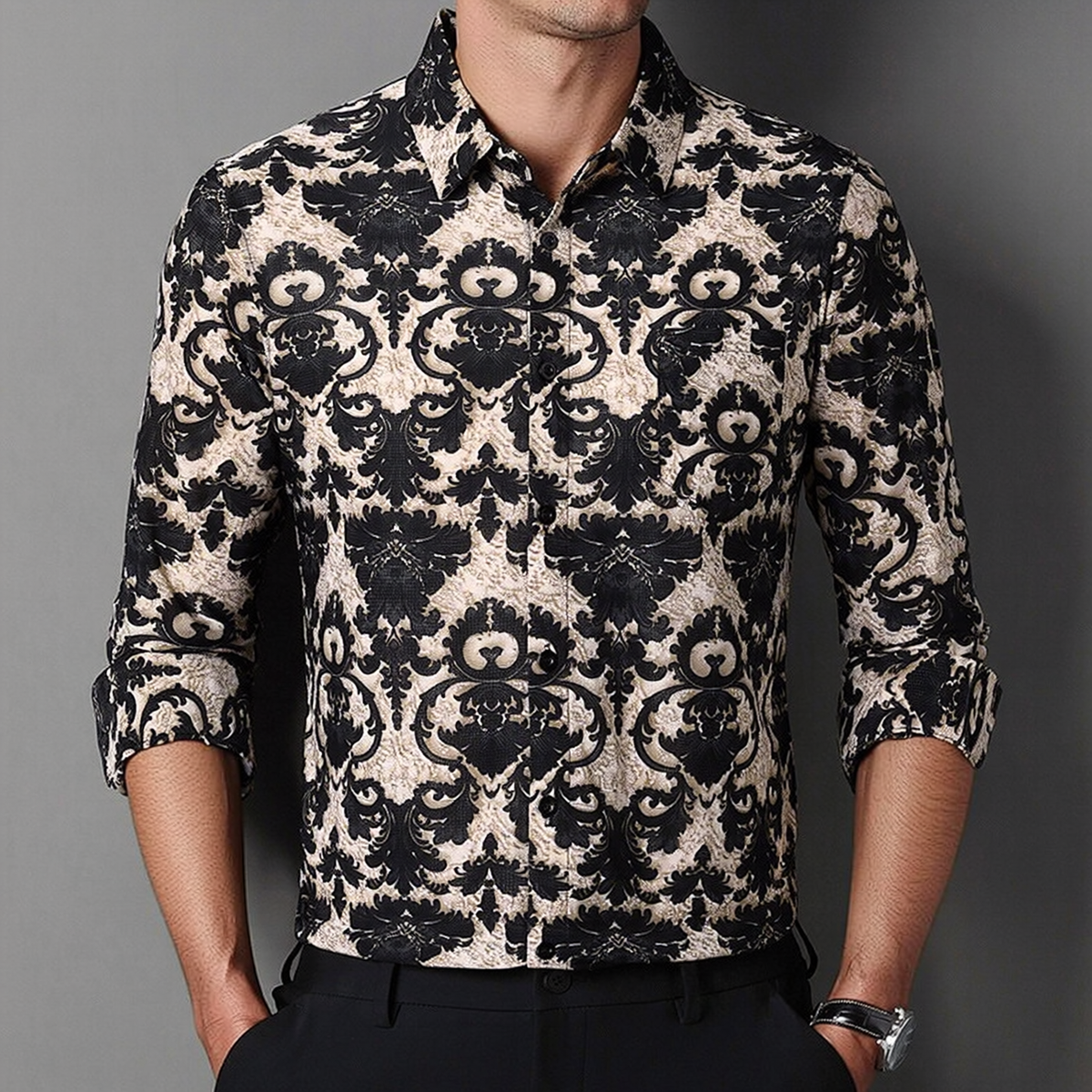 Men's Printed Long-Sleeve Shirt