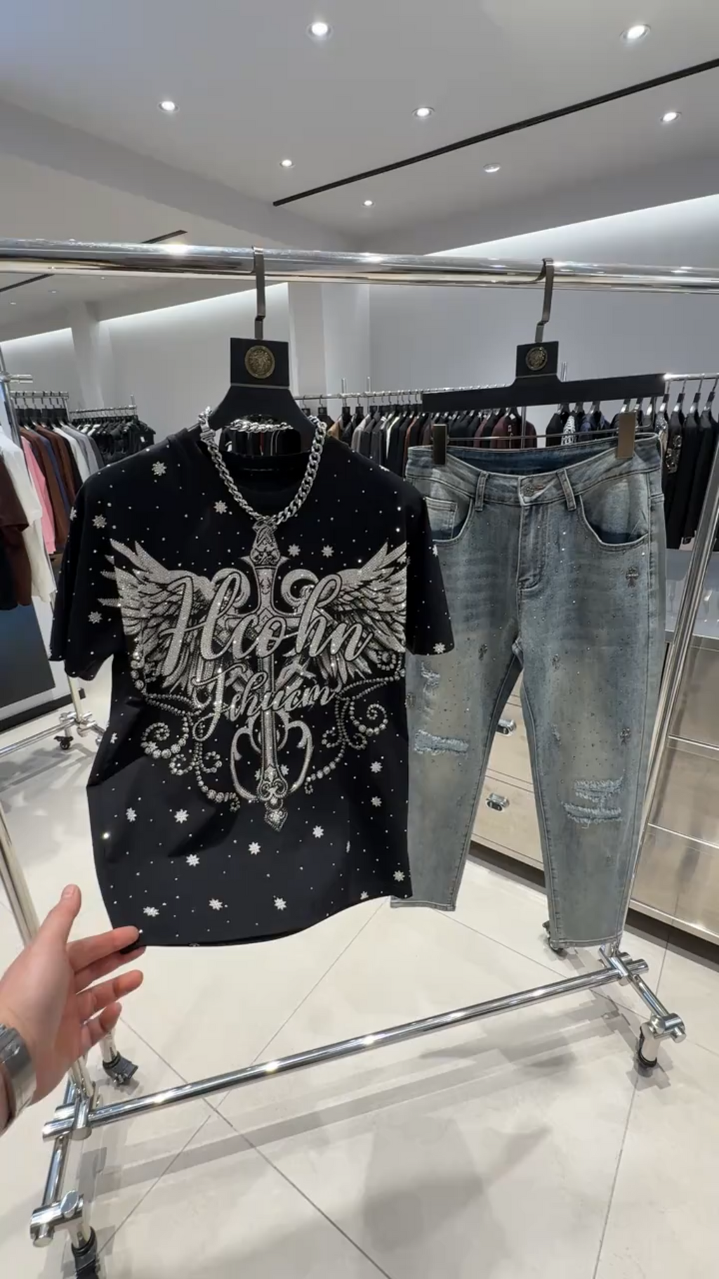 Rhinestone Angel Wing Graphic Tee
