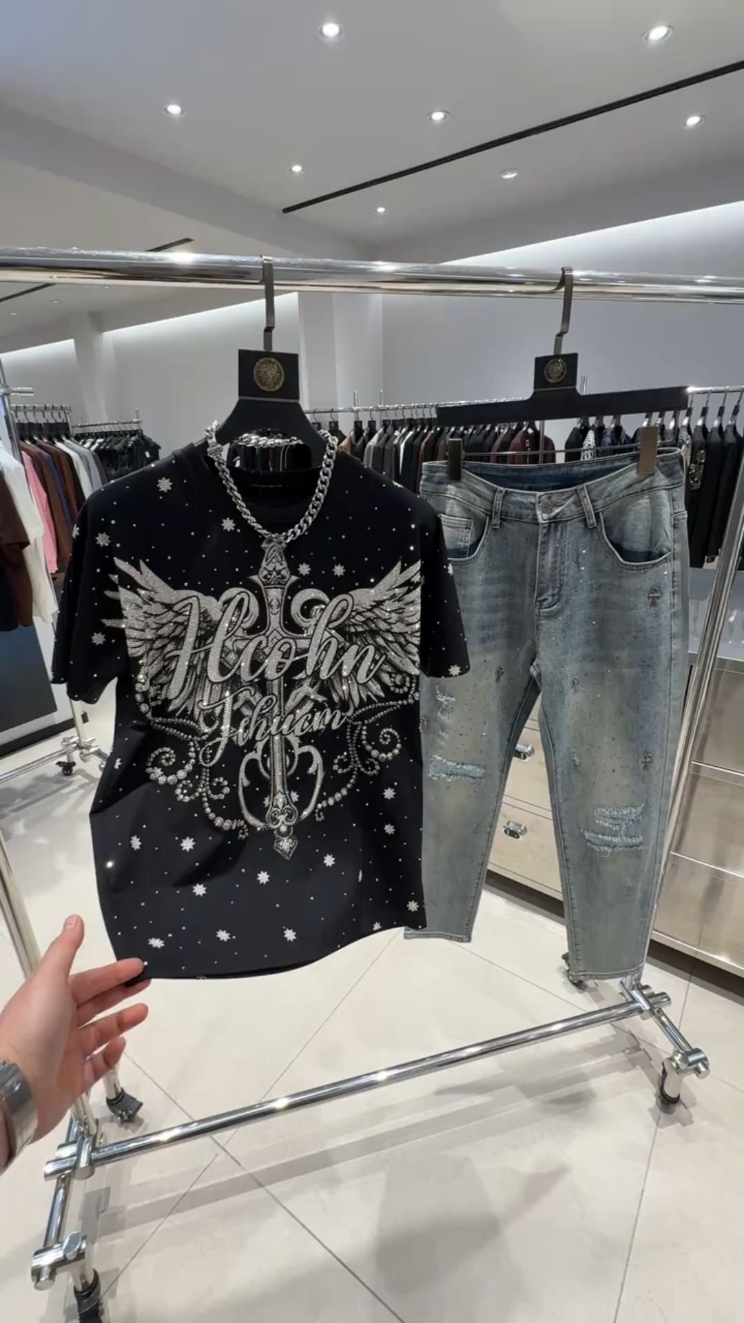 Rhinestone Angel Wing Graphic Tee