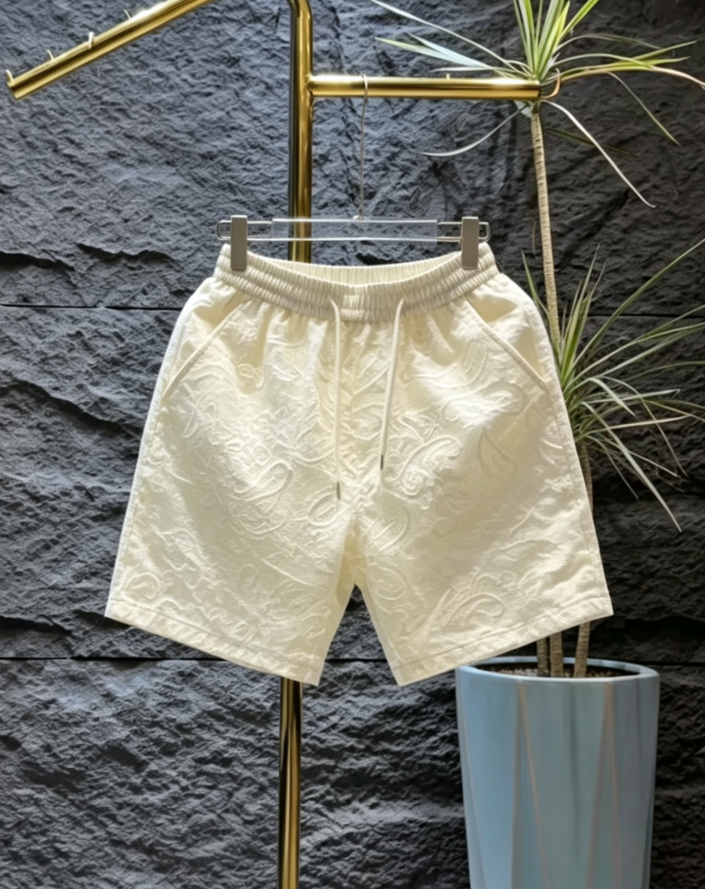 Hollow-Out Embroidered Shirt and Shorts Set