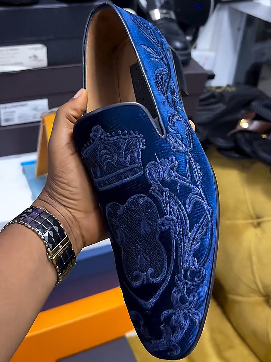 Suede Embroidered Men's Loafers